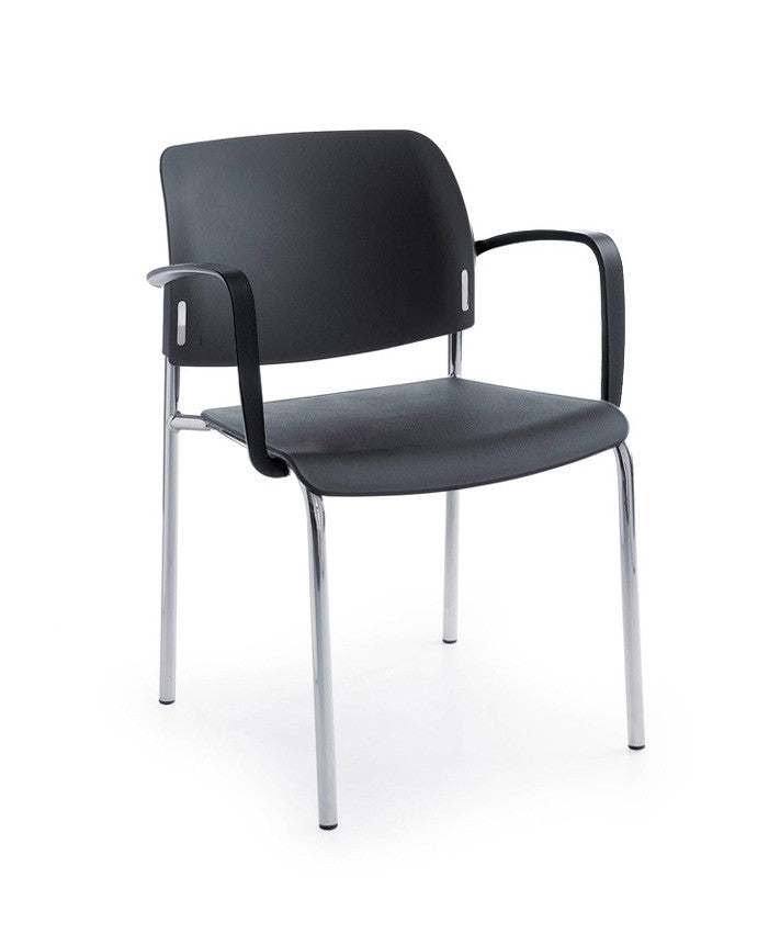 Bit Upholstered Seat and Plastic Backrest Chair, 4-Legged Frame - Model 560H