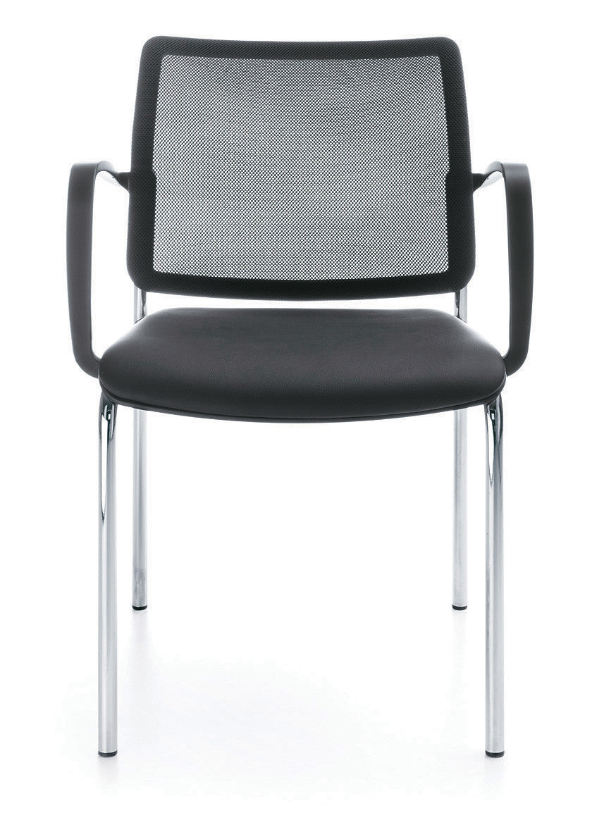 Bit Plastic Seat and Mesh Backrest Chair, 4-Legged Frame - Model 555H