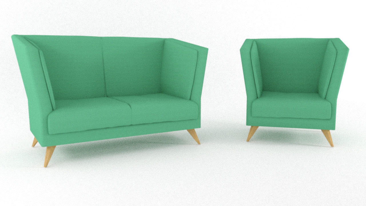 DURA - Two Seat Highback Sofa, Wooden Base