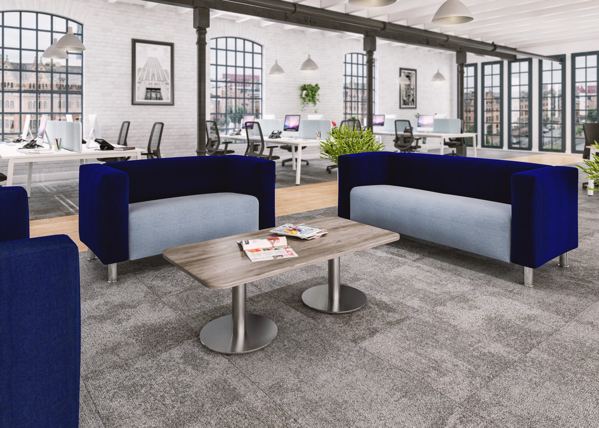 BARRA - Three Seat Sofa, Metal Legs