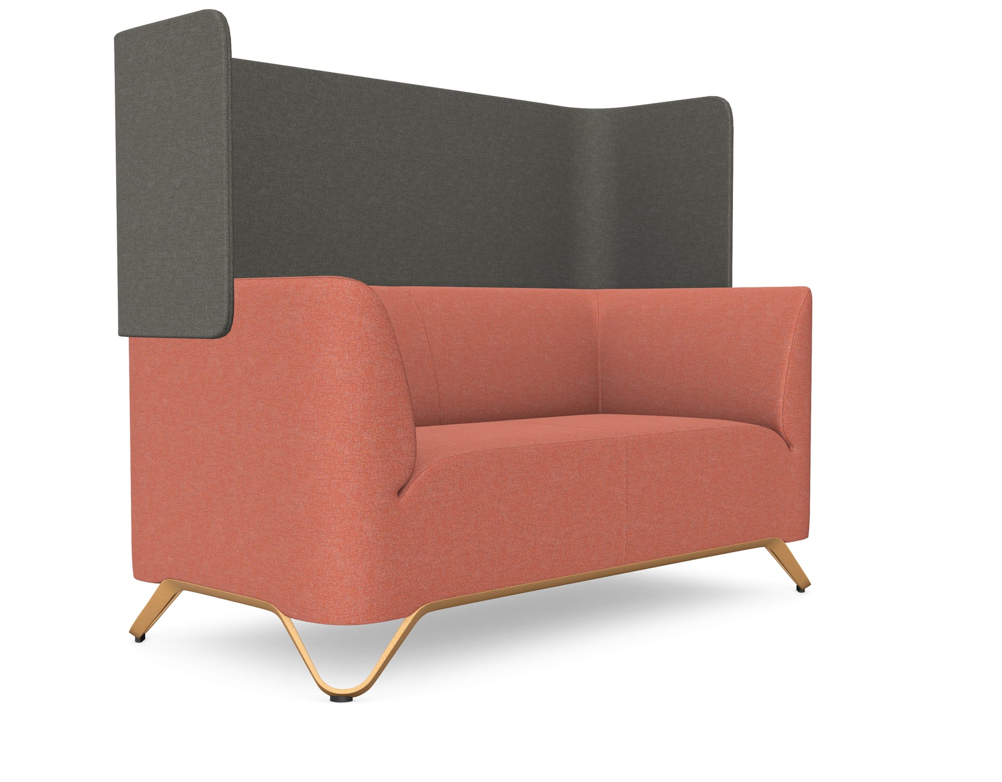 SoftBox 2-Seat Sofa with Armrest and Wall - Model 21W