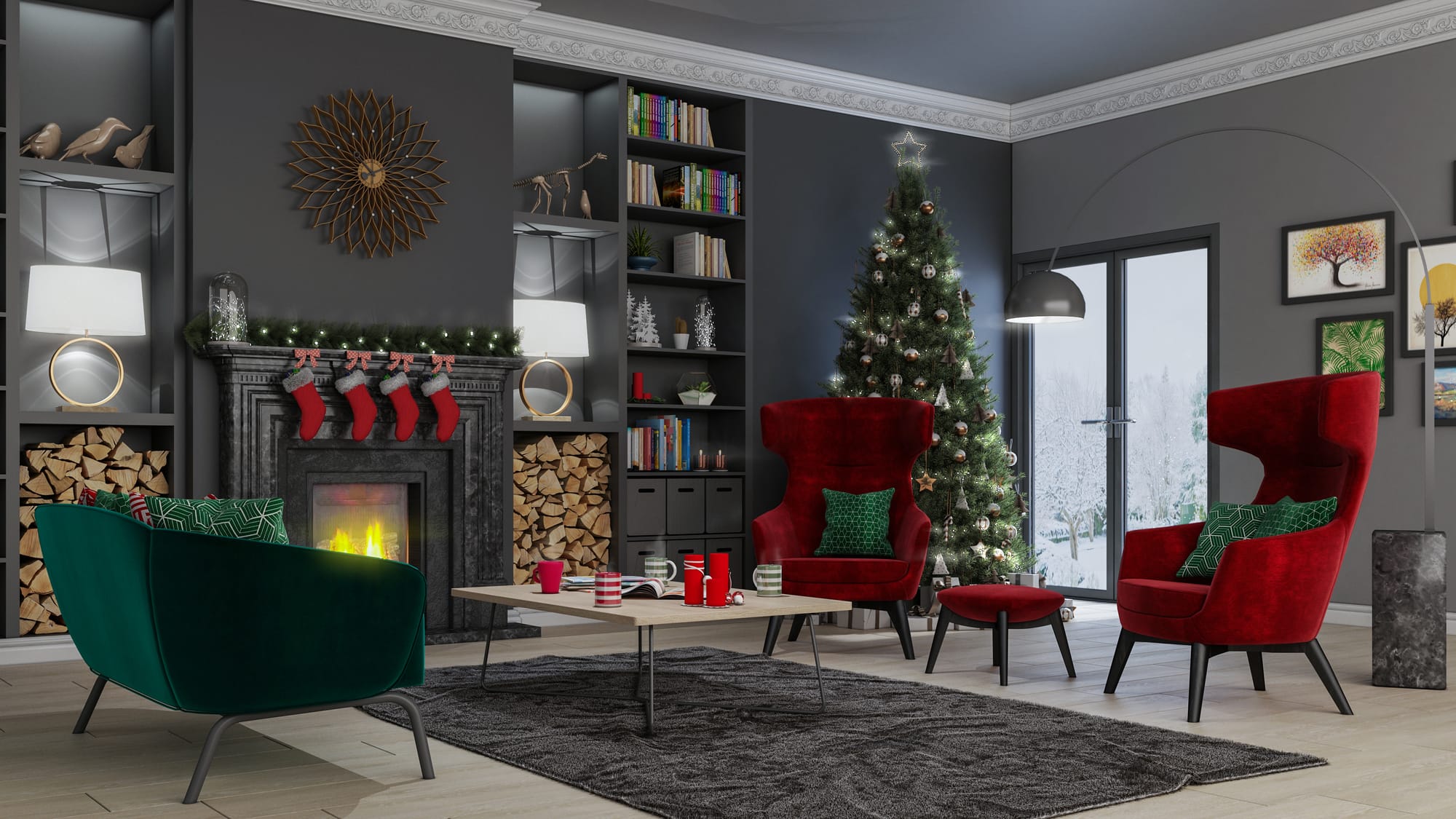 AVA - Lounge Chair, 4 Wooden Legs