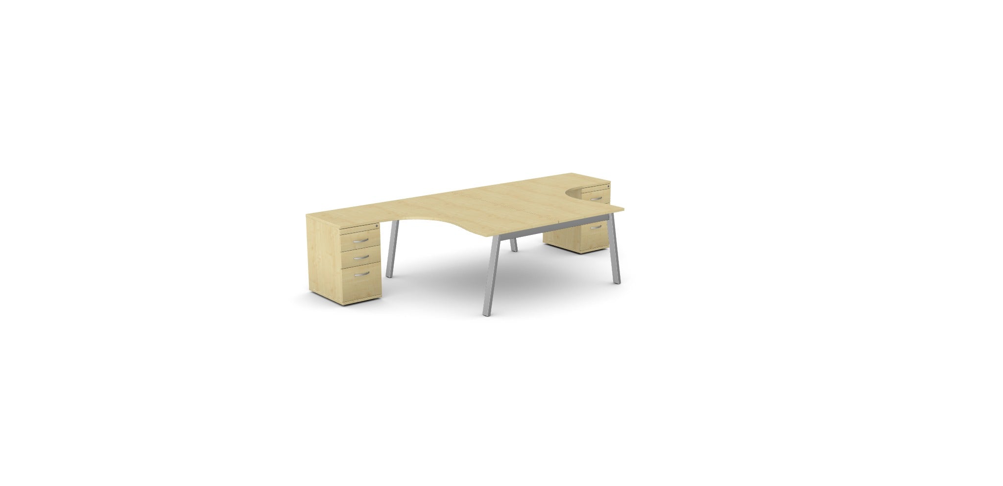 Switch 2 Person Crescent Desk & Desk High Pedestal, A-Leg