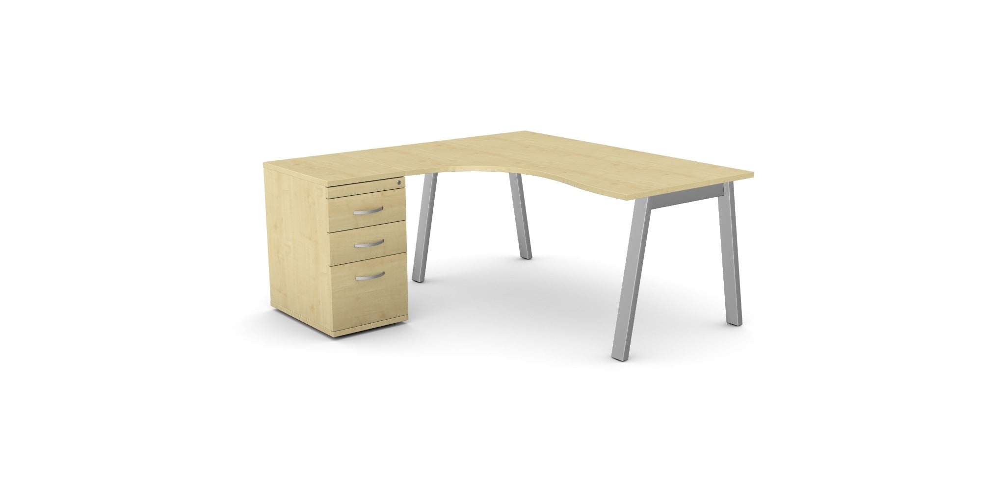 Switch 1 Person Crescent Desk & Desk High Pedestal, A-Leg