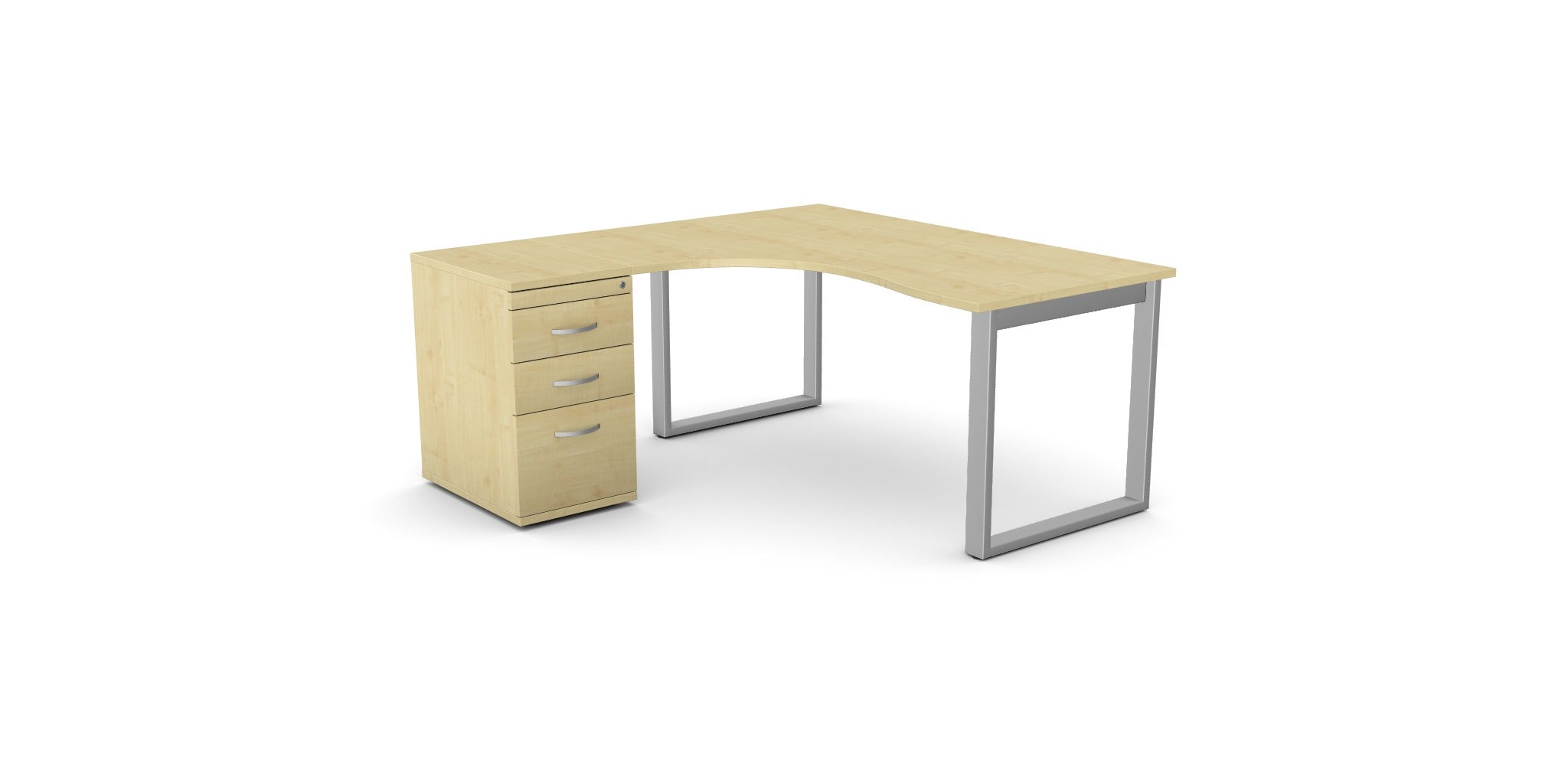 Switch 1 Person Crescent Desk & Desk High Pedestal, Closed Leg