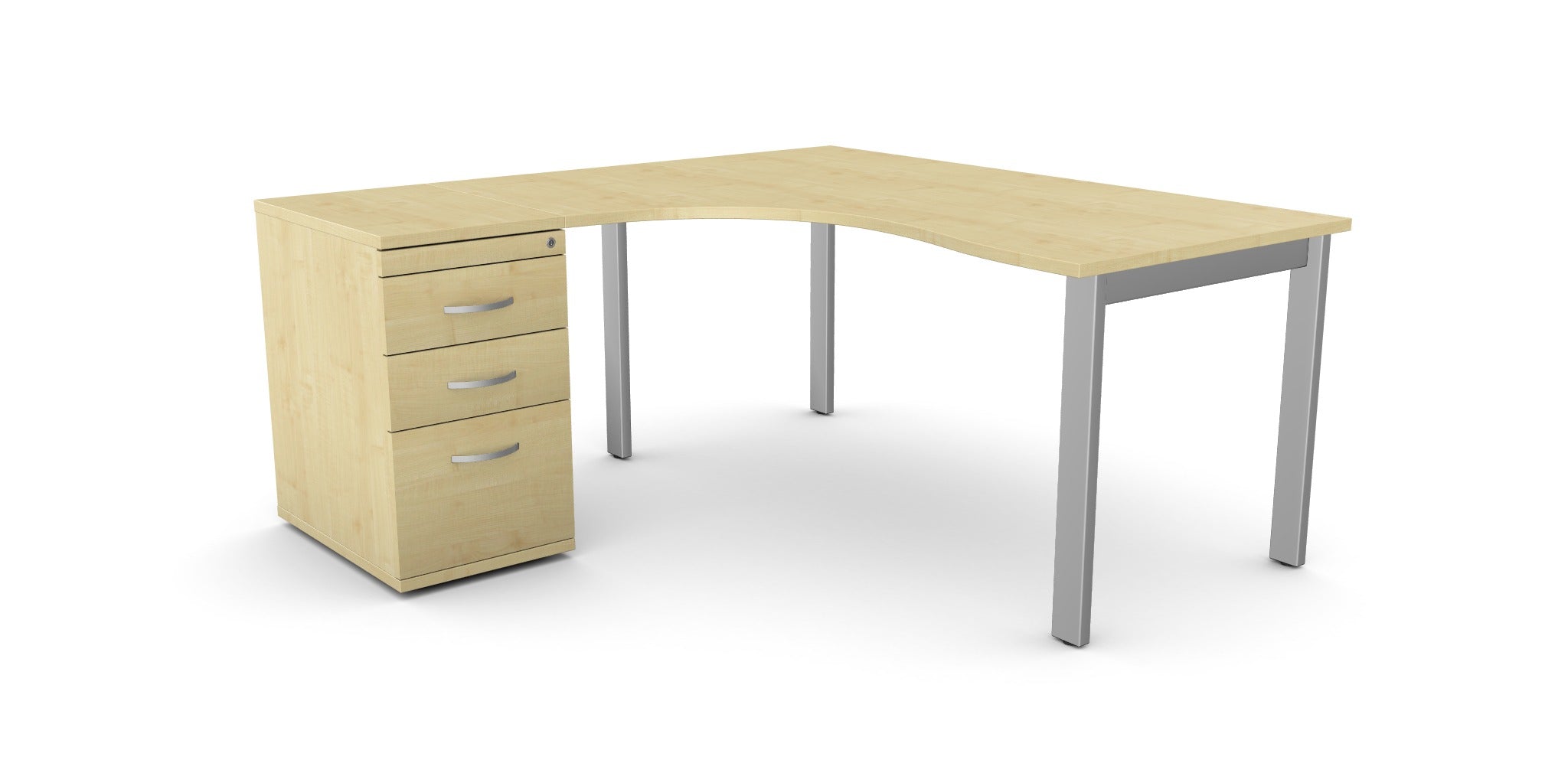 Switch 1 Person Crescent Desk & Desk High Pedestal, Open Leg