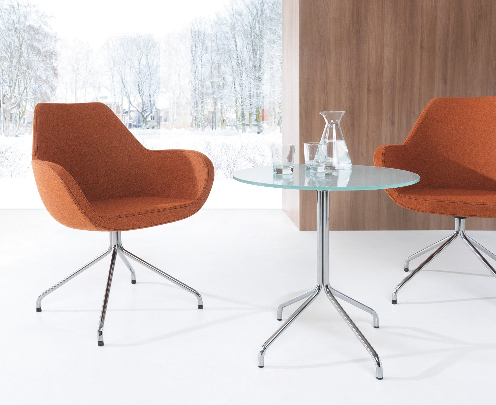 Fan 4-Legged (Swivel) Armchair with Glides - Model 10H / 10HS