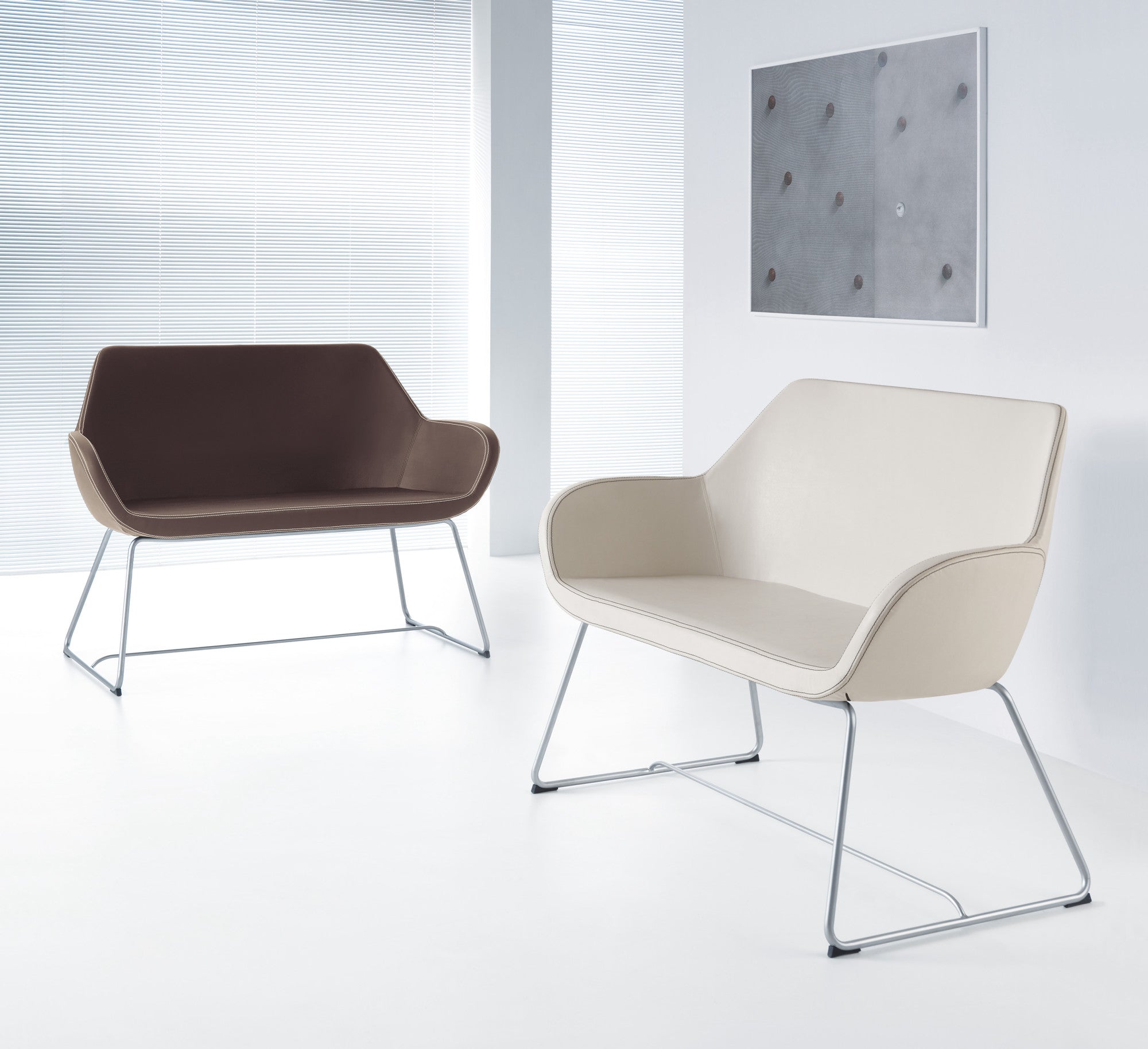 Fan 2-Seat Sofa with Cantilever Legs - Model 20V