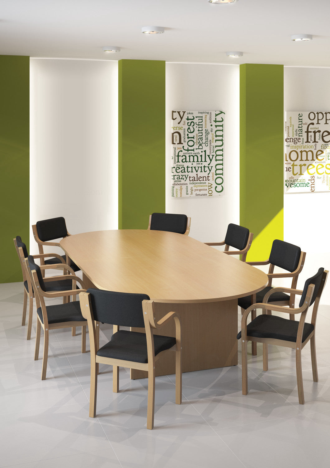 Kito Oval Meeting Table Panel Leg Base - 2 Piece - Size 3000 mm x 1400 mm
