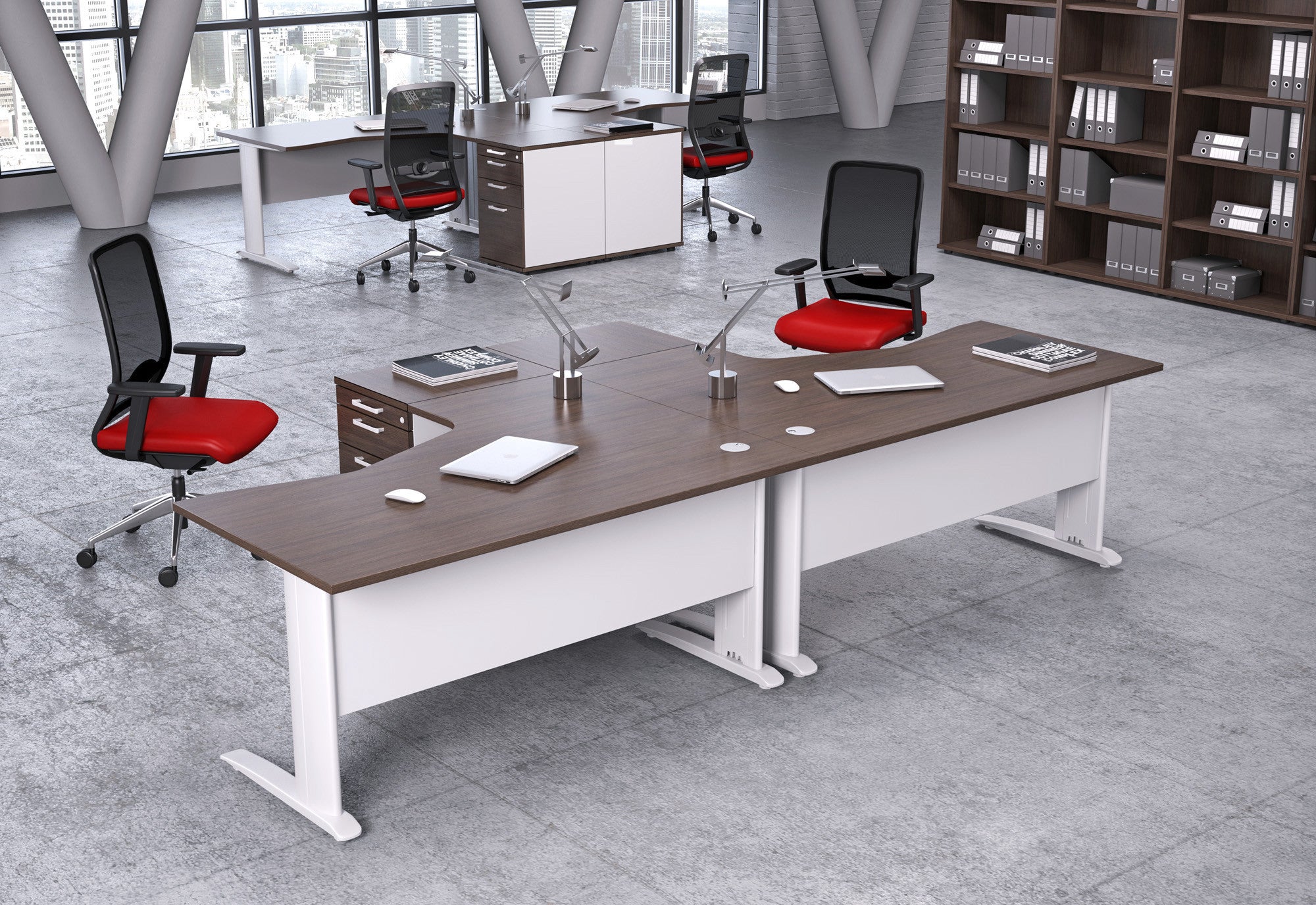 Komo Crescent Desk With Pole Leg