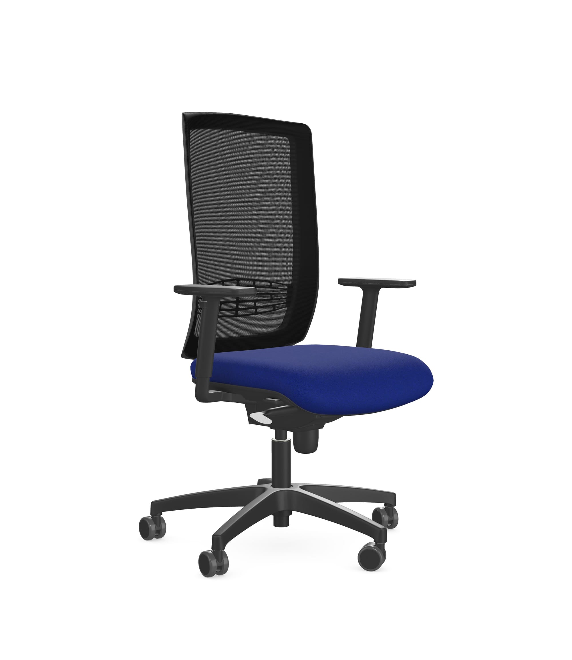 Begin Black Swivel Chair, Mesh Backrest, Black Nylon Base, Seat Slide, Lumbar Support, Step Adjustable Arms