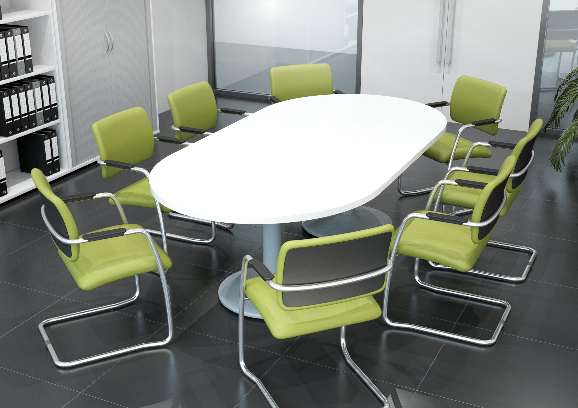 OQ Series Mid Backrest Stacking Chair, Chrome Frame