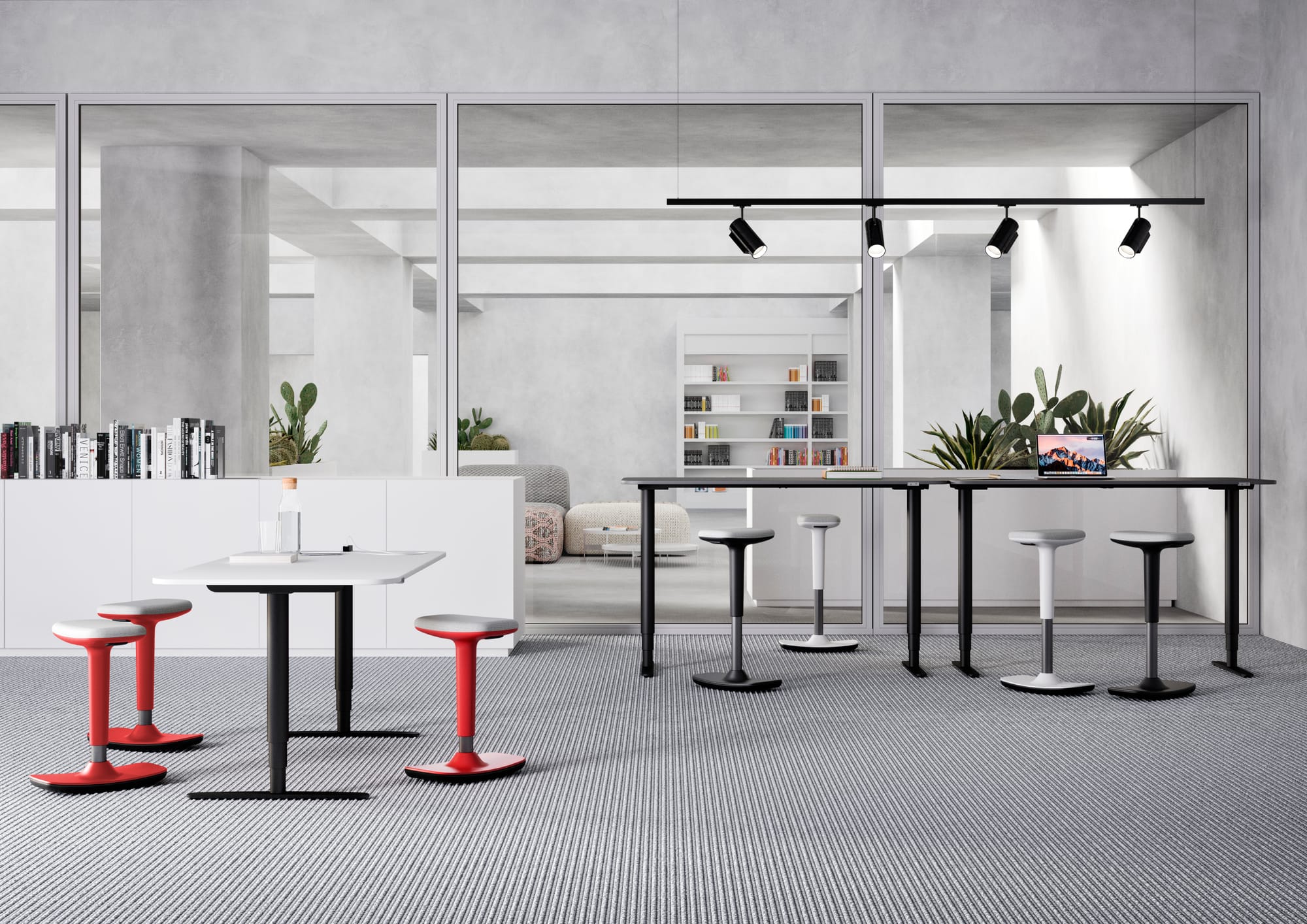 OPTICAL - Height-Adjustable Polypropylene Stool With Upholstered Seat Pad