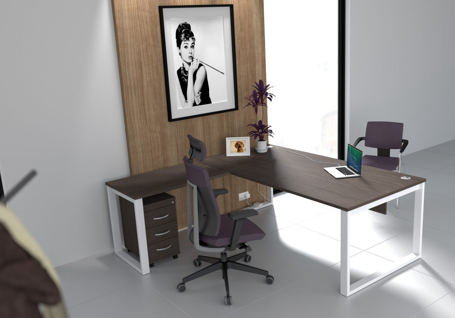Switch 1 Person Crescent Desk & Desk High Pedestal, A-Leg