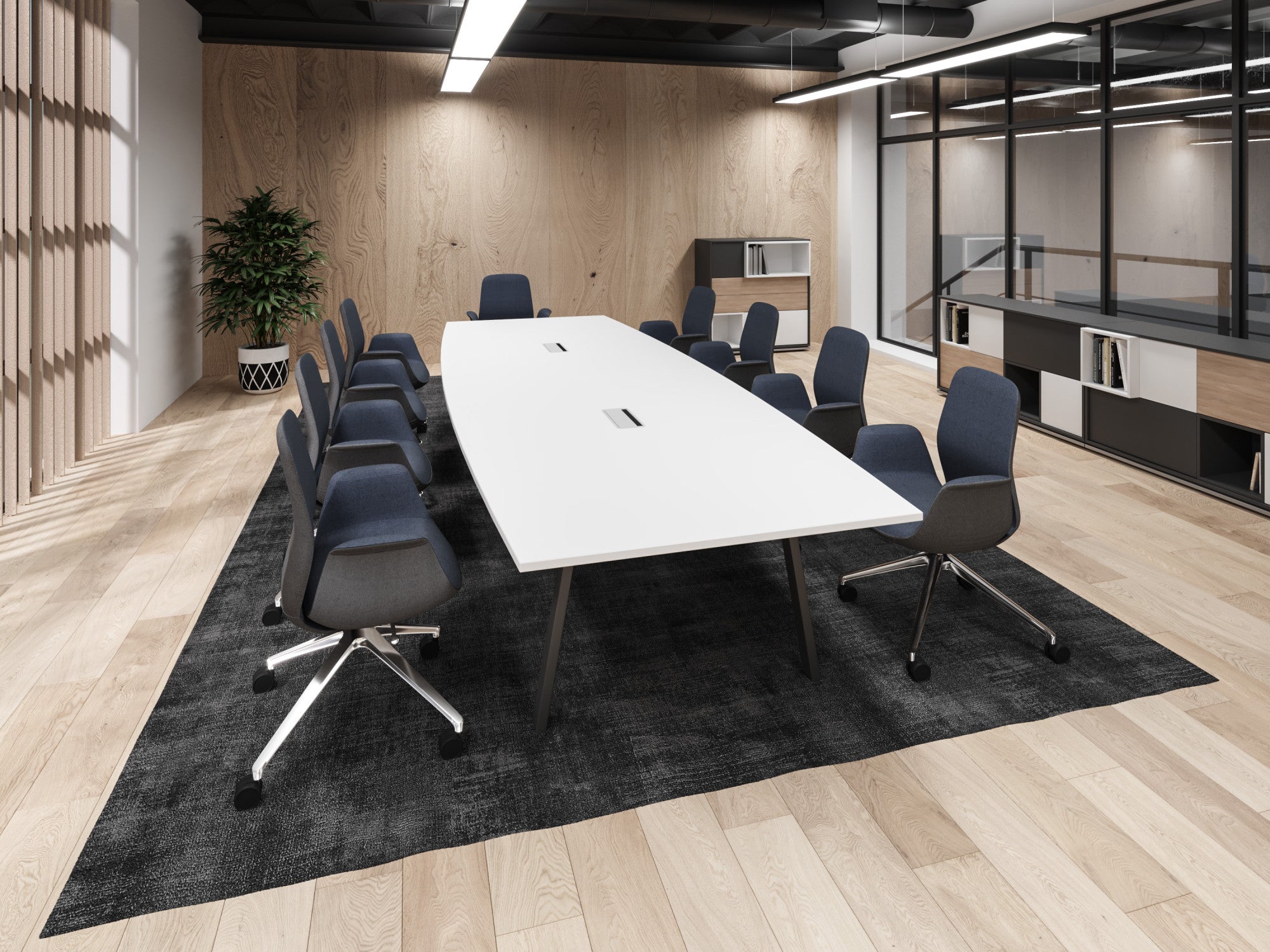 Switch Single Piece Curved Meeting Table, A-Leg