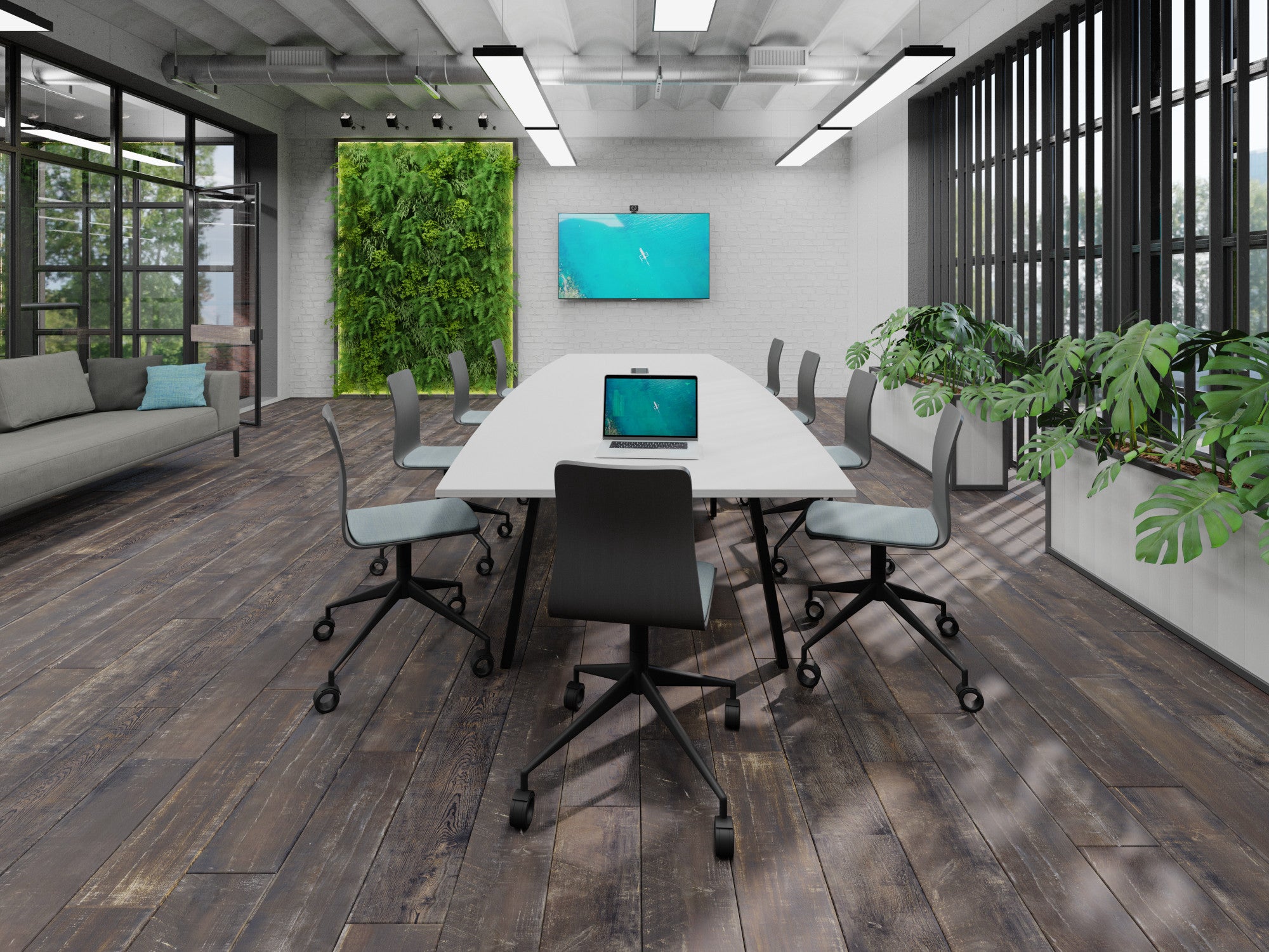 Switch Two Piece Curved Meeting Table, A-Leg