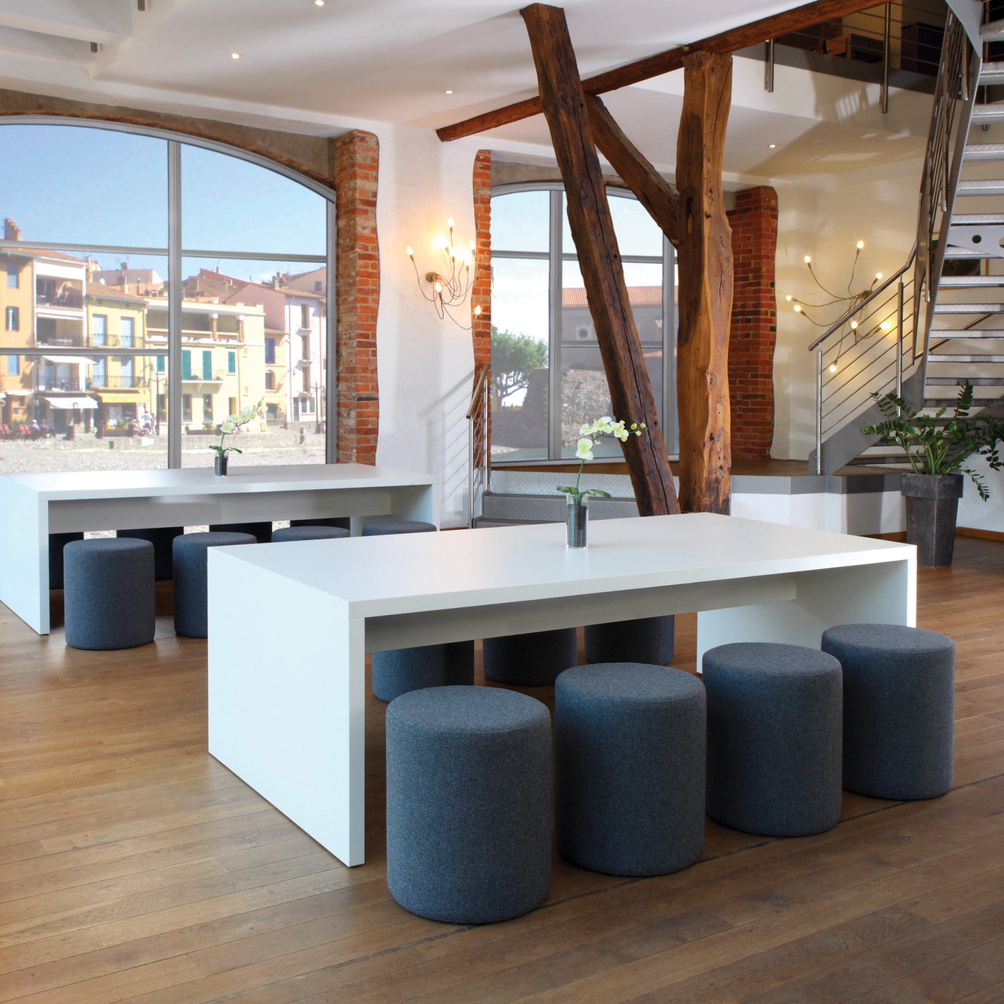 Volt & Square Round Pouffe