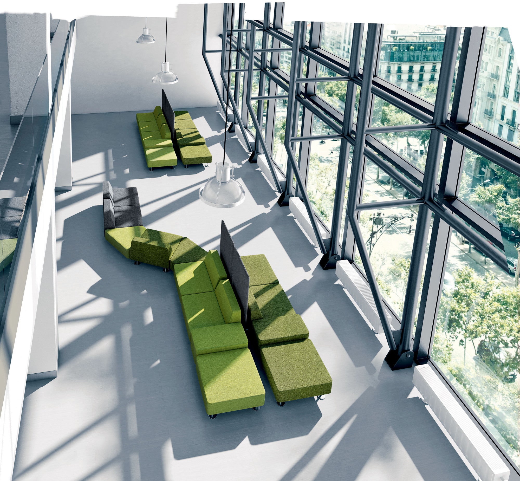 Wall In Pouffe to be Connected with 2 Partition Walls - Model 12
