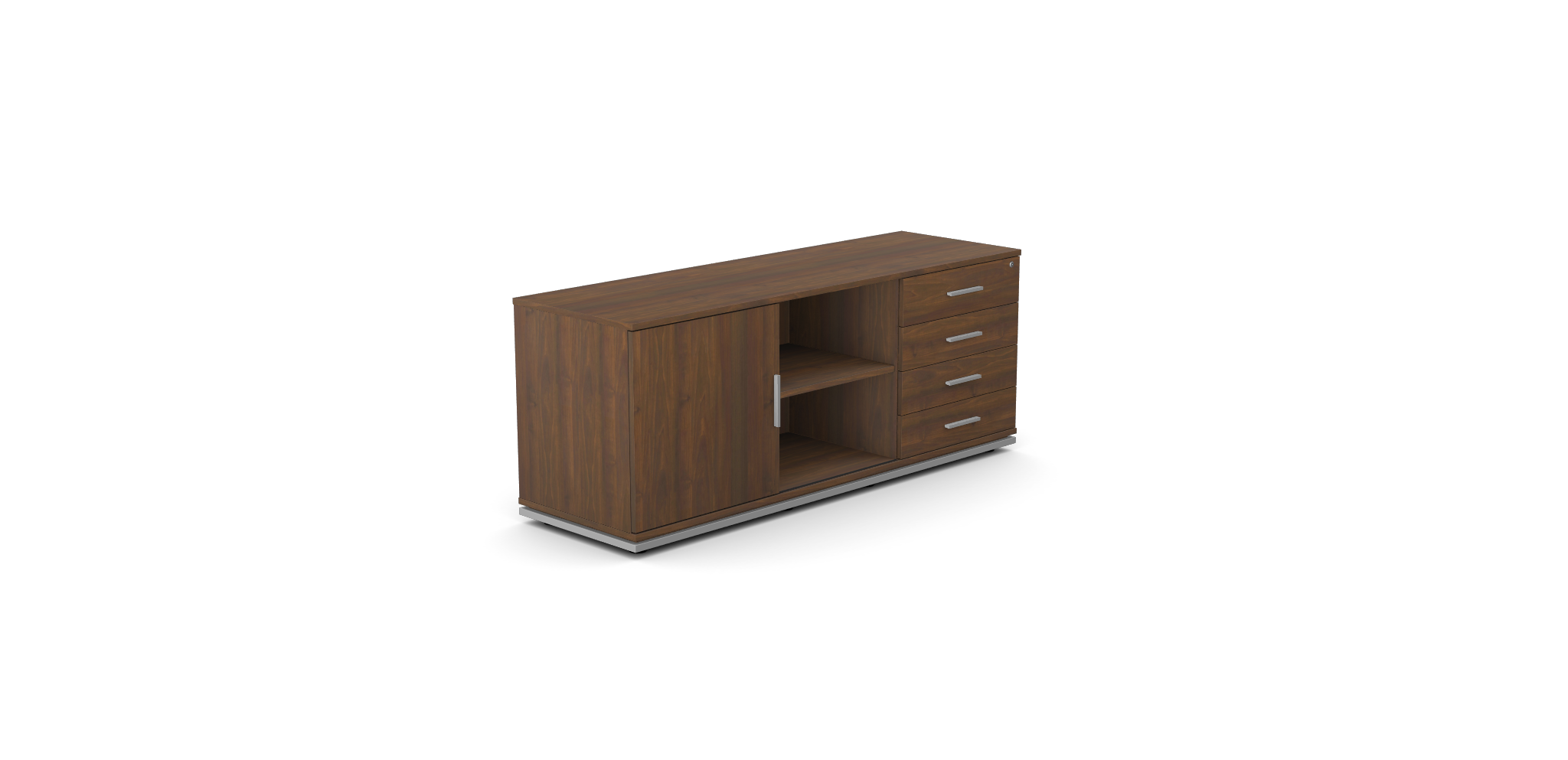 Blog/Trio Side Cabinet 1600x500x650 (4 drawers, sliding door, shelves)