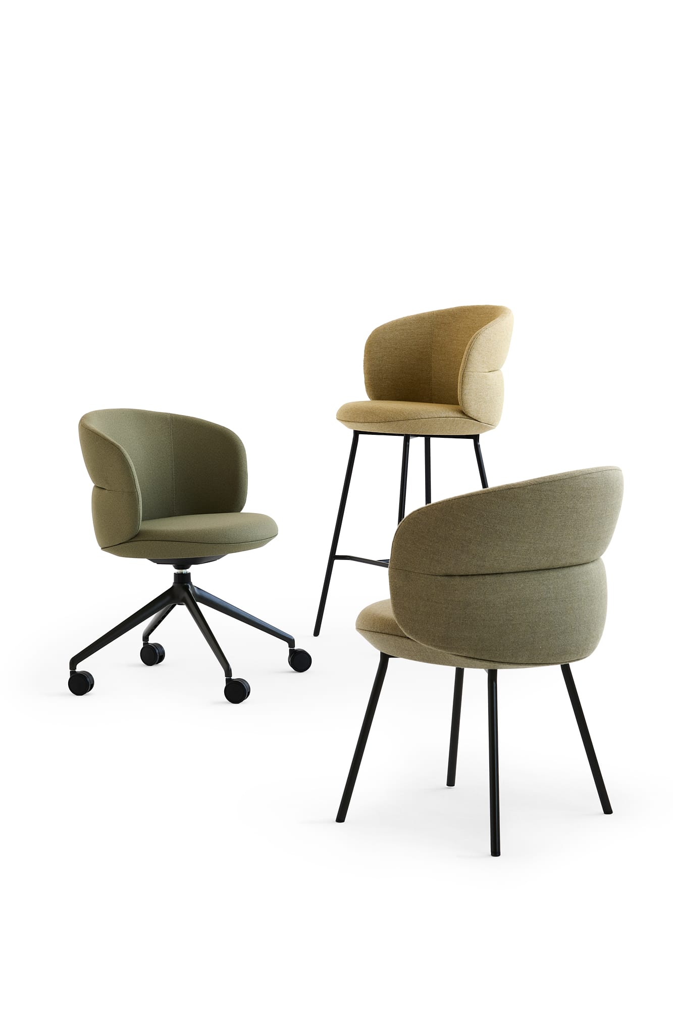 Ekori High hocker - Oak legs, steel footrest